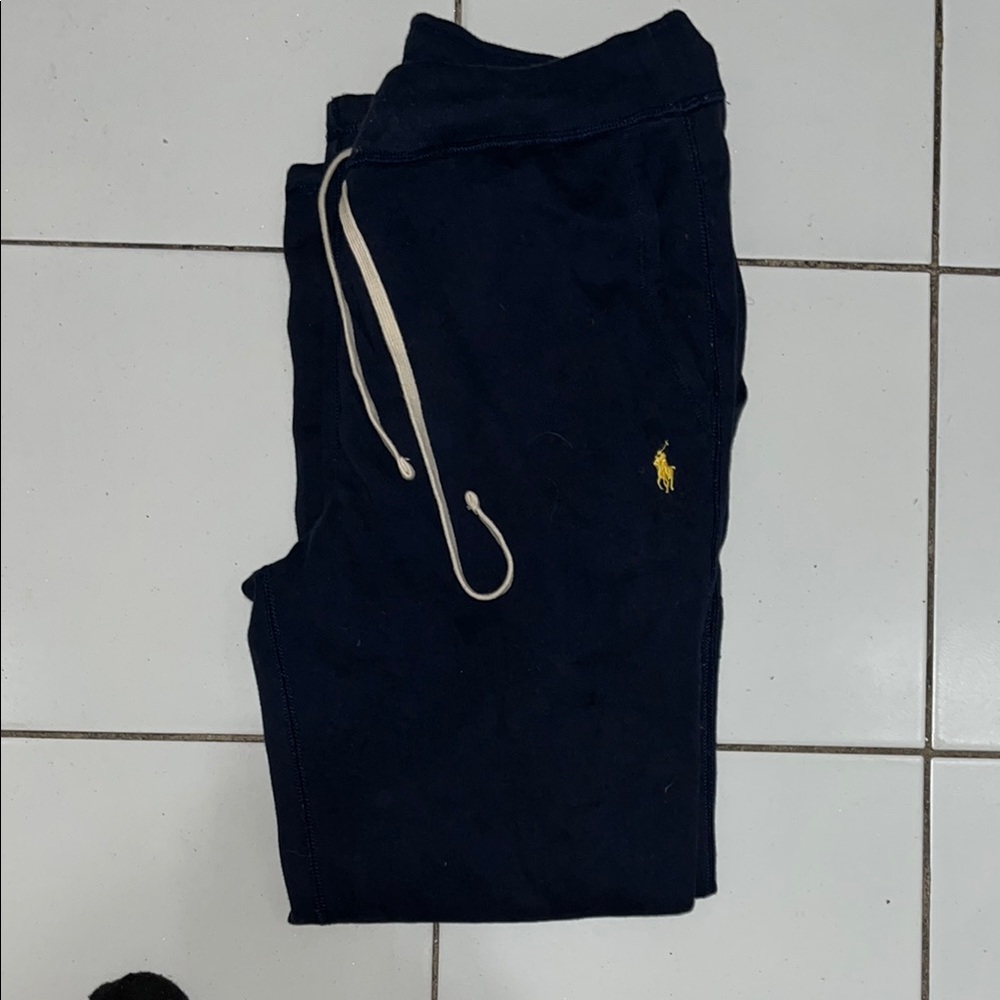Ralph Lauren Dark Blue Joggers with Yellow Emblem